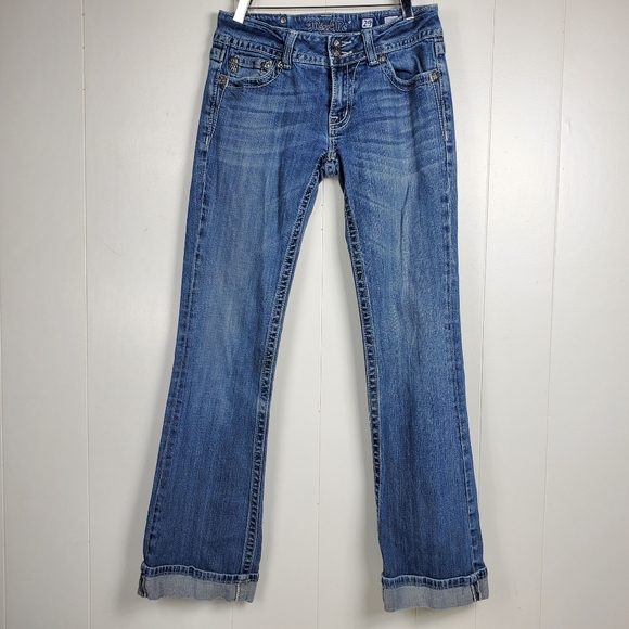 Miss  Me rhinestone bling studded bootcut JP5011-3 jeans size 29 - Picture 2 of 16